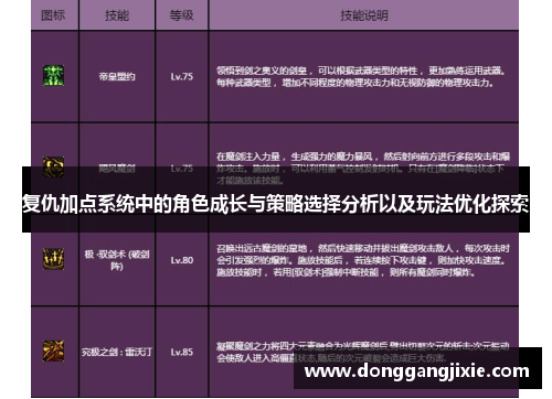 复仇加点系统中的角色成长与策略选择分析以及玩法优化探索